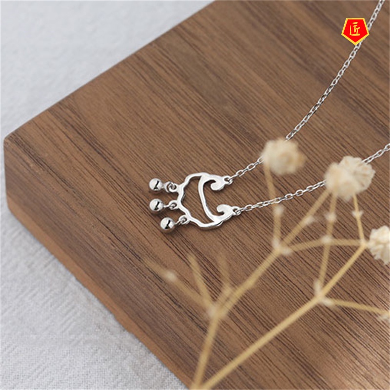[Ready Stock]S925 Silver Longevity Safety Lock Necklace Women's Retro Simple Niche