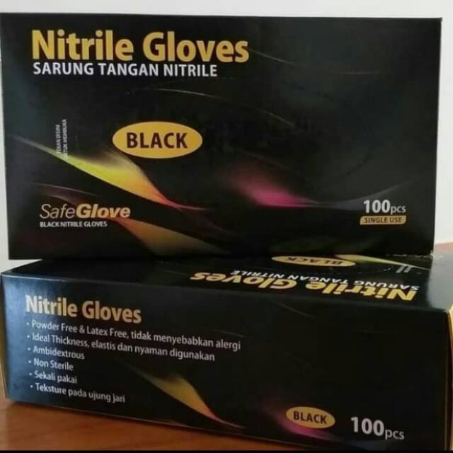 SafeGloves nitrile Black / Nitrile gloves Black size : XS , S / M dan L