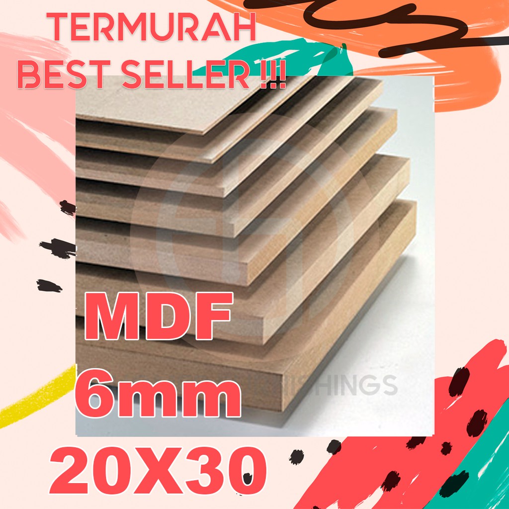PAPAN KAYU MDF 5mm DAPET TEBEL 6mm Uk. 20 cm X 30 cm