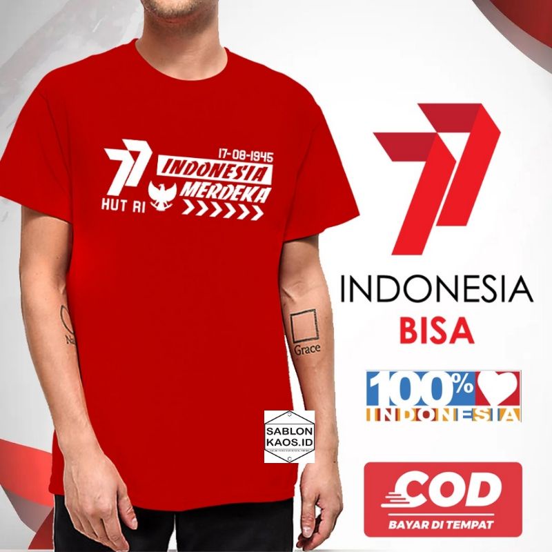 Kaos Hut Ri / Kaos Indonesia Merdeka / Kaos Dirgahayu Ri 77th