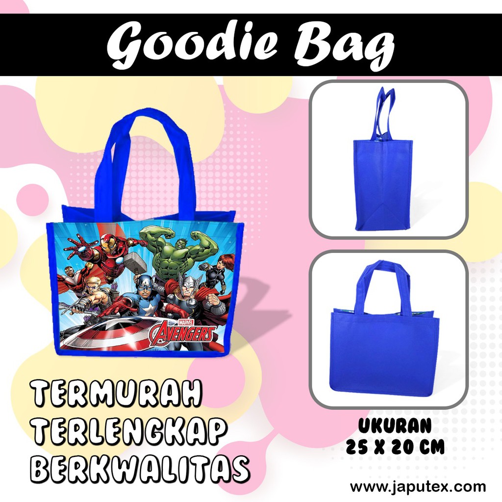 Tas Ultah Avengers Marvel Goodie Bag Souvenir Ulang Tahun Kartun Murah Custom Nama Aqiqah Parcel-Hijau