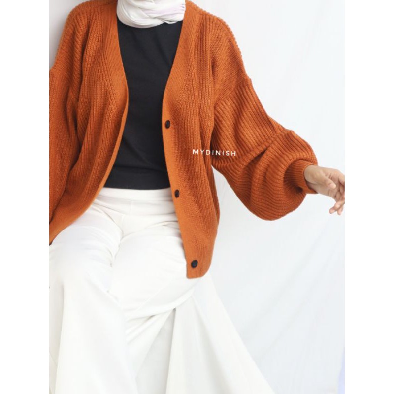 Marvela Puffy Cardy - Cardigan Rajut Wanita Tebal