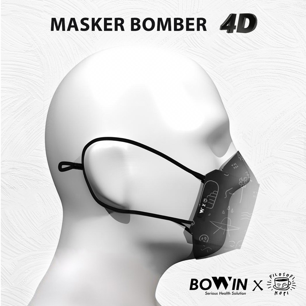 [Bowin X Rio Dewanto] Masker Bomber (Masker Kain 4ply / Masker Motor)