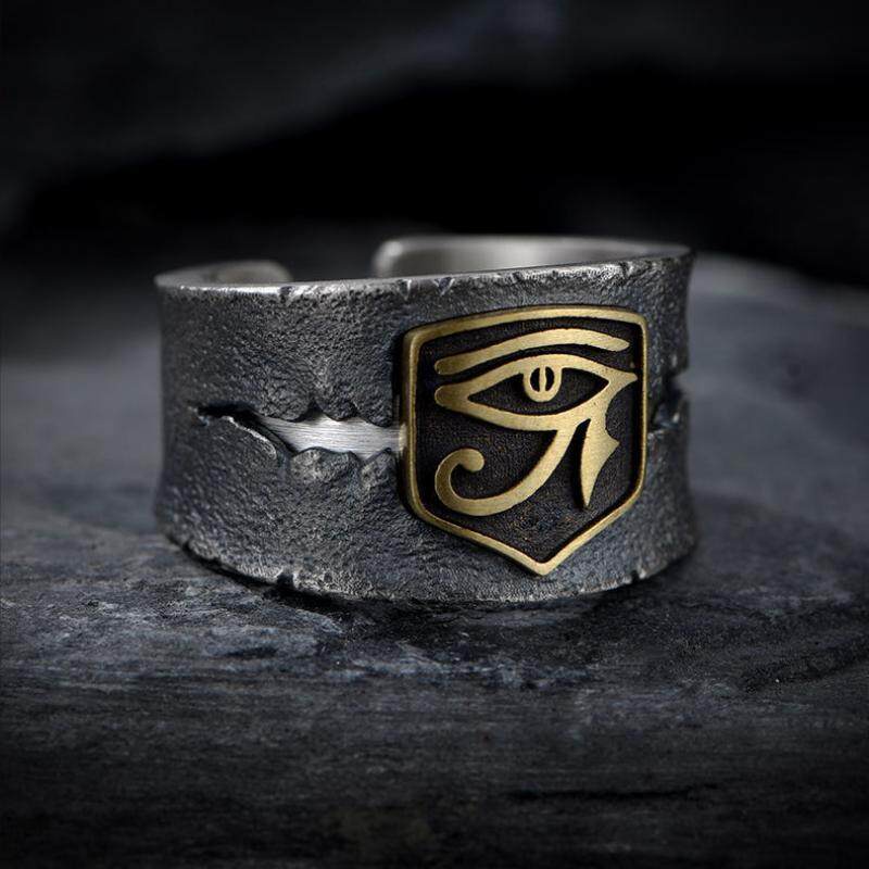 Cincin Model Terbuka Desain Horus Gaya Punk Hip Hop Untuk Pria