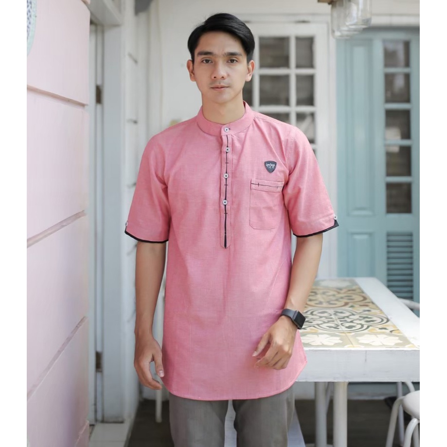 Kemeja koko pria bahan oxford warna pink moca abu putih maroon