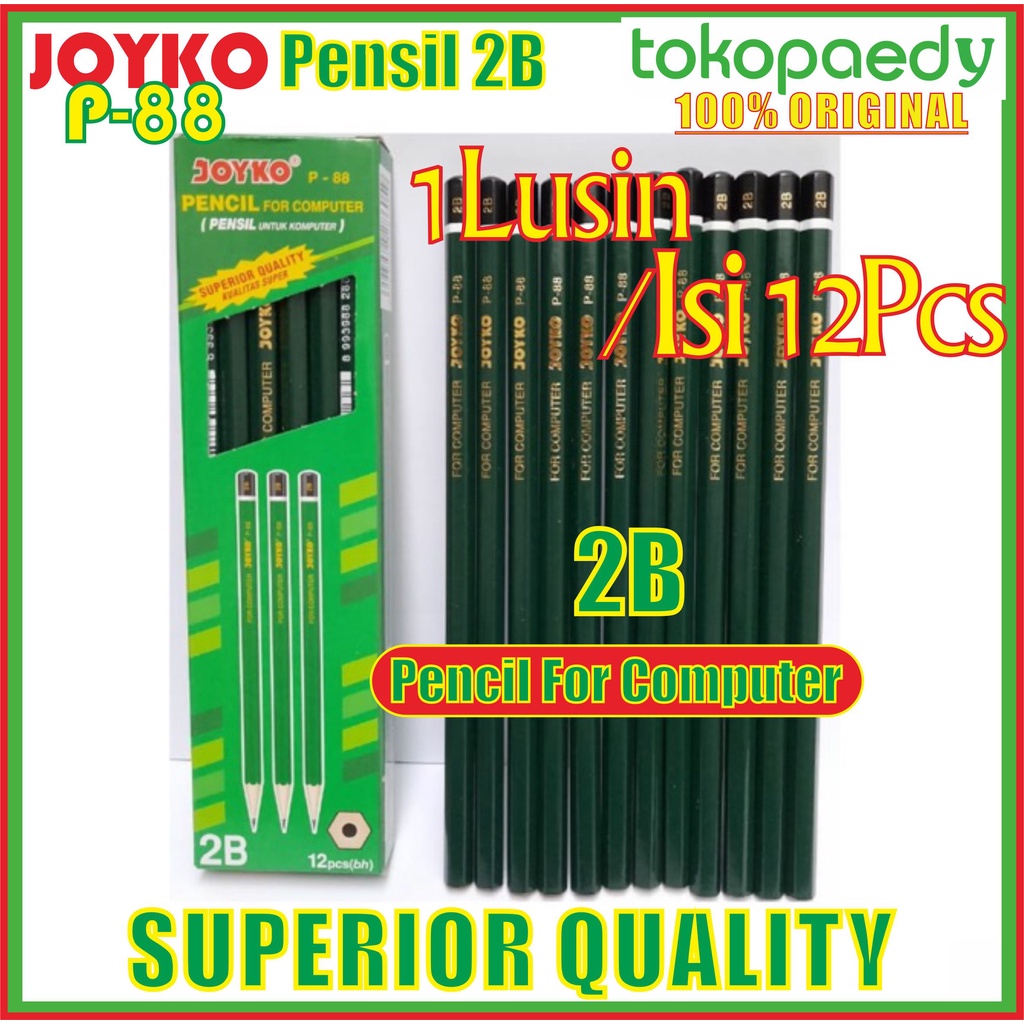 

[PERLUSIN] JOYKO Pensil 2B P-88 Hijau 1Box(12pcs) /P88 /Pensil Kayu 2B Merk JOYKO P-88 Isi 12 Batang