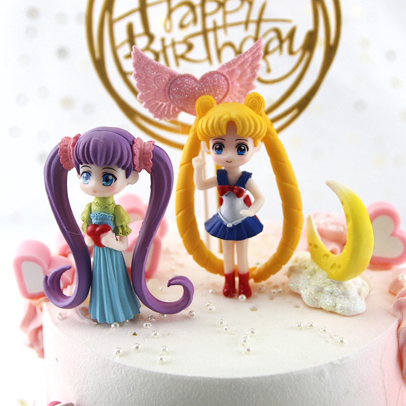 6pcs / Set Action Figure Anime Sailor Moon Tsukino Usagi Bahan Pvc Untuk Dekorasi Kue