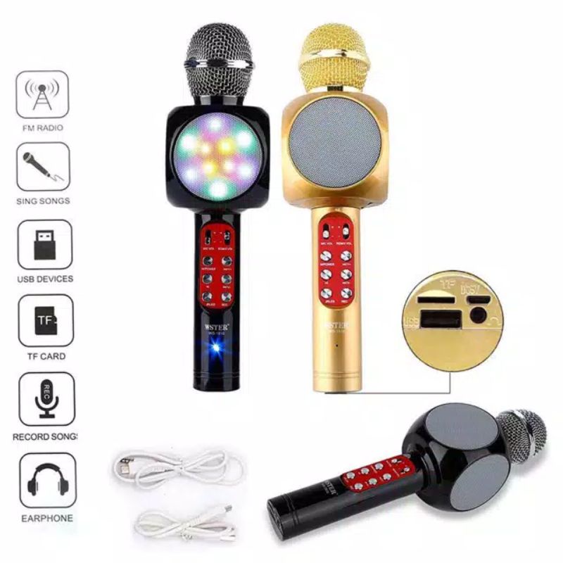 MIC J L20 LED NEW MICROPHONE MIC DS 878 SPEAKER BLUETOOTH KARAOKE WIRELESS SMULE , JOOX , KARAOKE