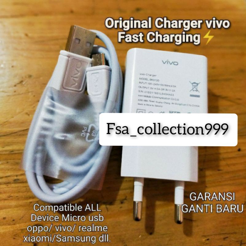 Charger/Tc Vivo Fast Charging Original VIVO Y12 V15 Y15 Y17 Y91 Y93 Y95 Micro USB Fast Charging 2A