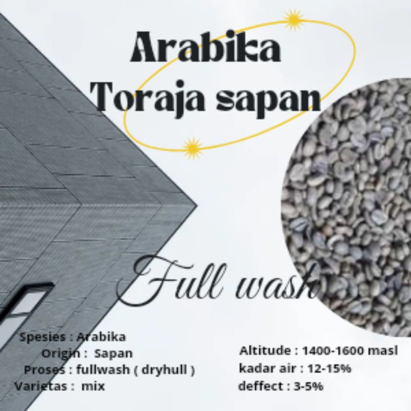 

green Bean / biji kopi Arabika Toraja sapan - full wash