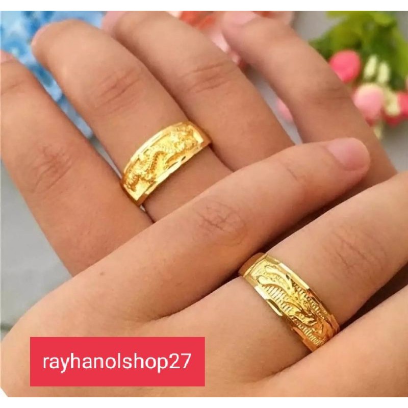 Vietnam endapan Emas naga phoinex pasangan Cincin miniatur berlapis emas Cincin pria wanita