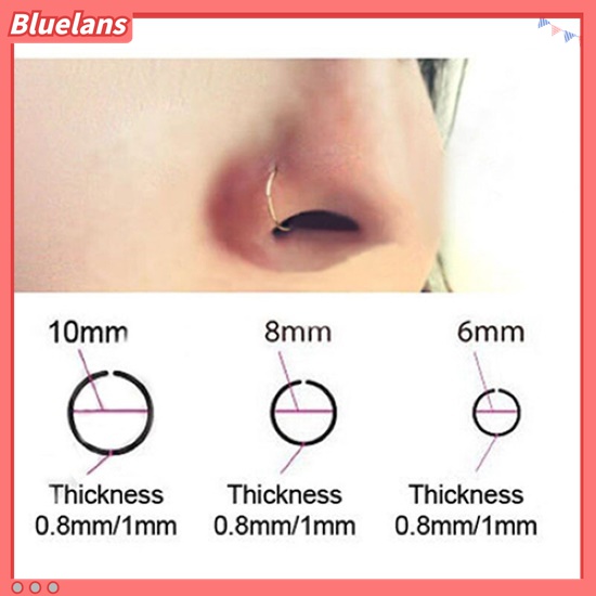 1pc Cincin Tindik Hidung Bahan Baja Tipis Ukuran 0.8mm