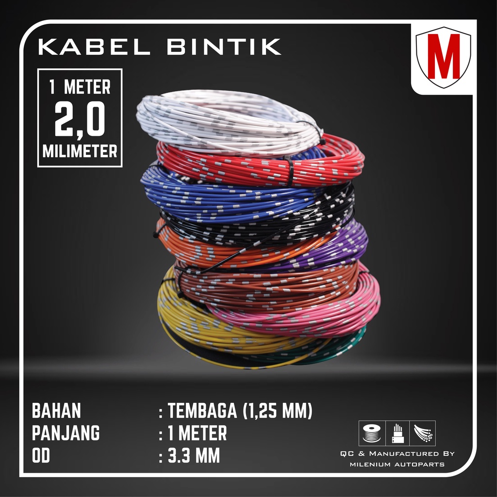 KABEL BINTIK SERABUT TEMBAGA 2.0MM X 1M KABEL BODY MOBIL MOTOR KUALITAS ASTRA UNIVERSAL