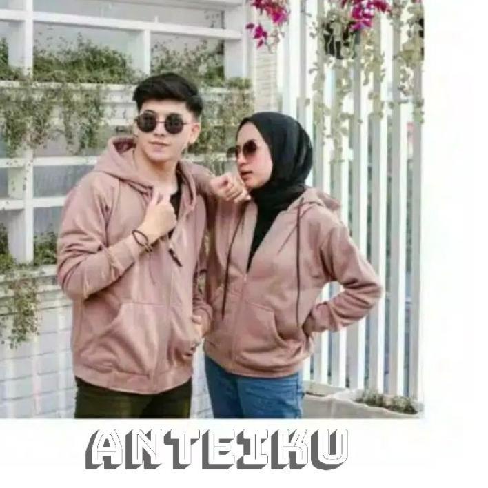 ¦ JAKET HOODIE ZIPPER COUPLE POLOS / SWEATER HOODIE COUPLE NATURAL /JAKET COUPLE PASANGAN  **