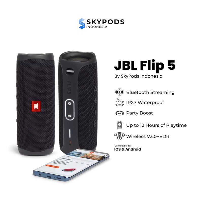 JBL Portable Flip 5 Wireless Bluetooth Speaker By Skypods Indonesia-0