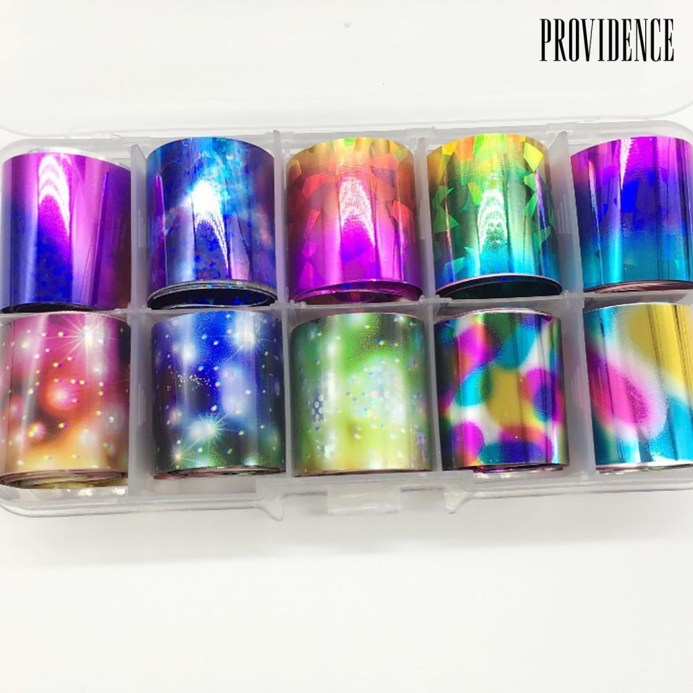 Providence 10 Rol / Set Stiker Kuku Holografik Motif Langit Berbintang Untuk Dekorasi Nail Art / Manicure Diy