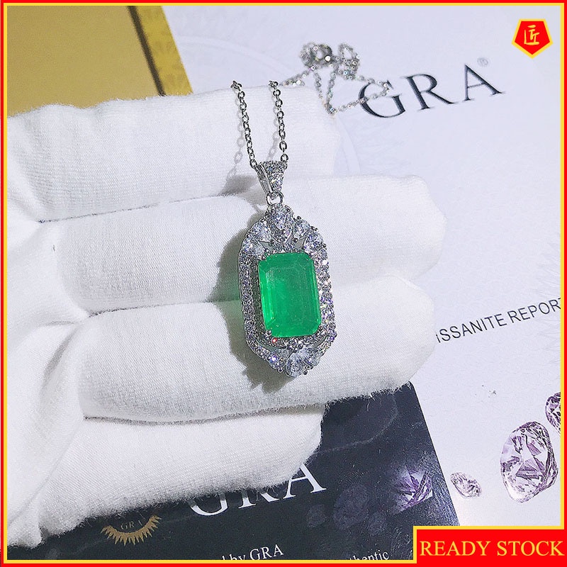 [Ready Stock]Gemstone Pendant Luxury Full Diamond Necklace Women Elegant Graceful