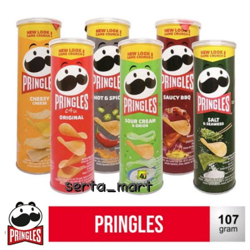 

Pringles Potato Chips 107gr - Keripik Kentang / Potato Crisps Original / Sour Cream / Cheese