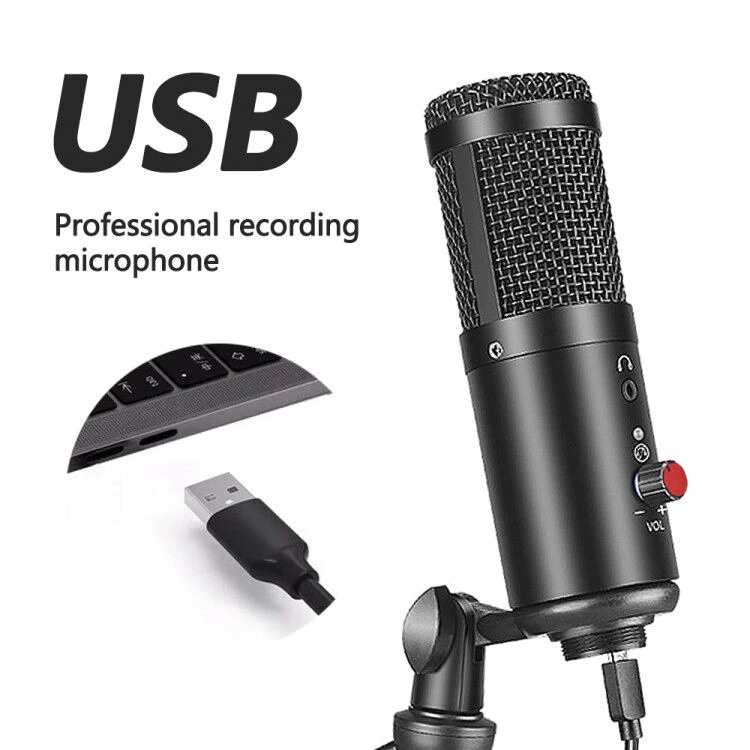 Microphone Condenser USB DJ Live Recording with Stand - MP1S10 - Black