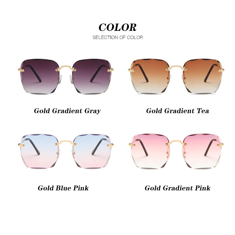 Kacamata Hitam Wanita Fashion Gaya Rimless Gradient Sunglasses