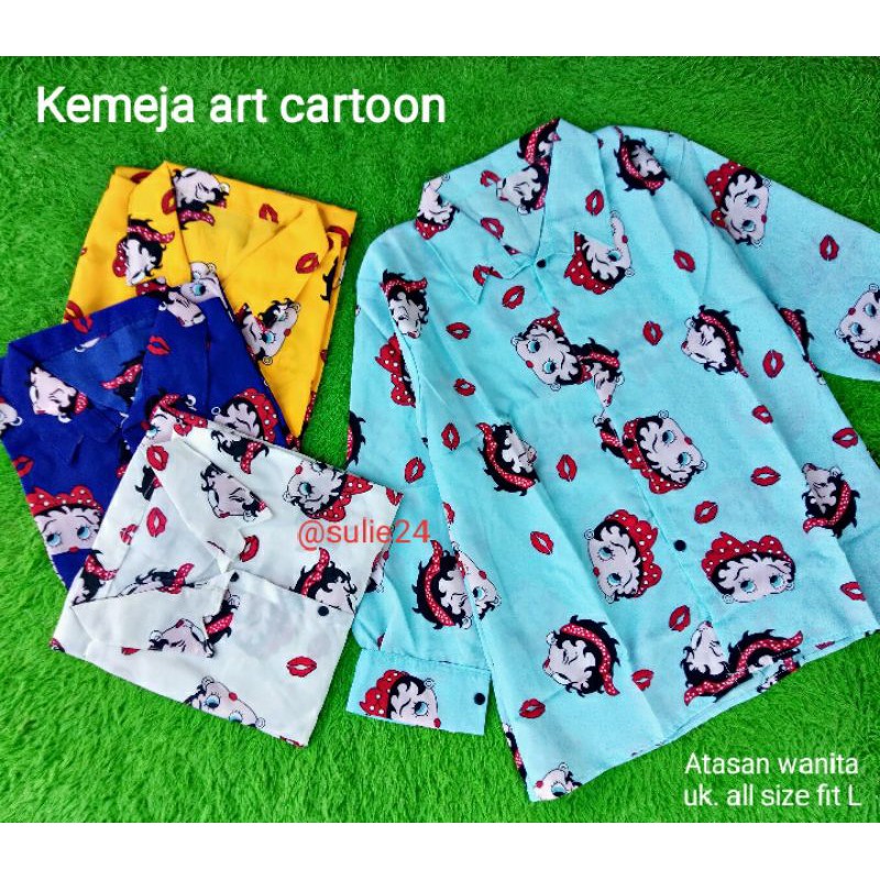 Atasan Kemeja art cartoon /atasan wanita murah/blouse