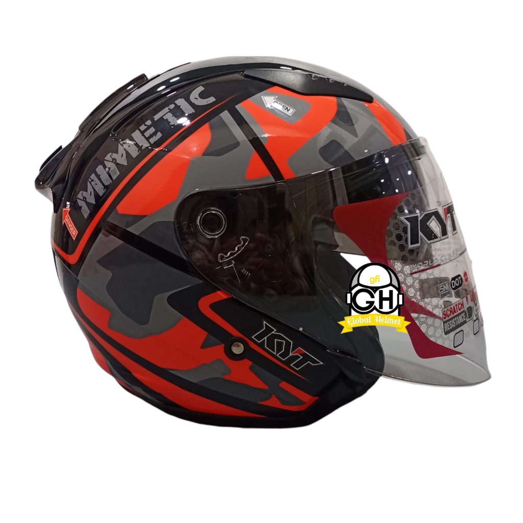 HELM GALAXY FLAT R#4 BLACK RED FLUO DOUBLE VISOR HALF FACE