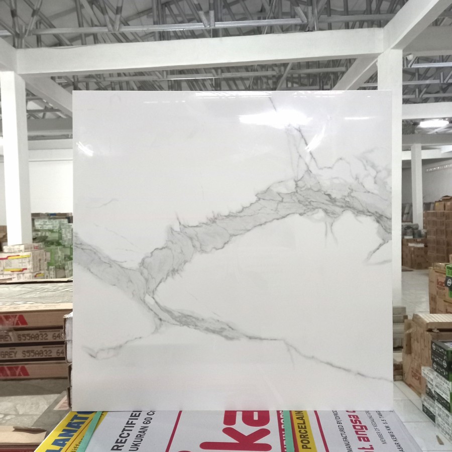 GARANSI (NCIS) GRANIT LANTAI 60X60 GLOSSY PUTIH MARMER ABU CARARA IKAD/ GRANIT 60X60 MOTIF MARMER