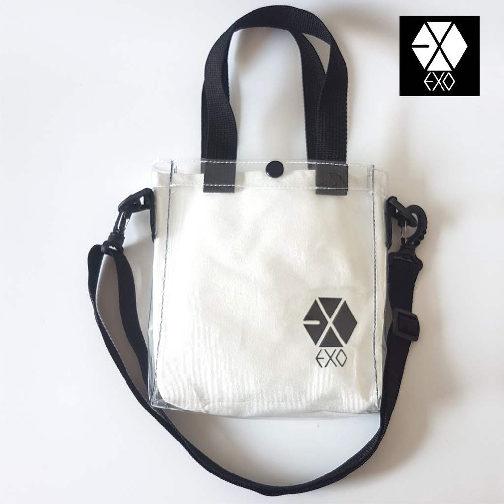 TAS SELEMPANG EXO SLING BAG KANVAS MIKA TALI PANJANG DAN PENDEK TAS KPOP EXO PLANET BAG KOREA