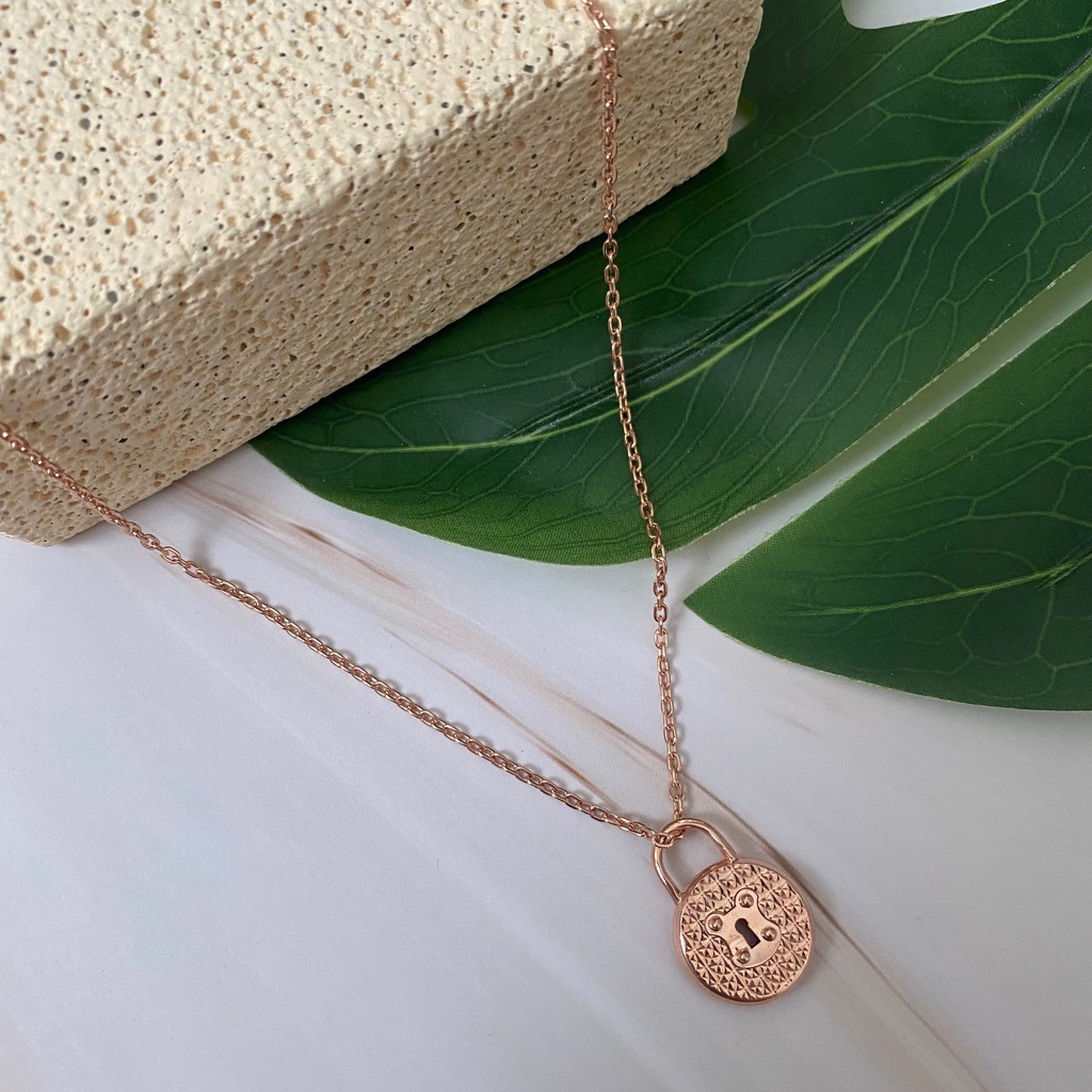 Kalung Emas Rosegold 17K 750 Kadar 75 Lockpad Gembok 10.08 Gram (KH09)