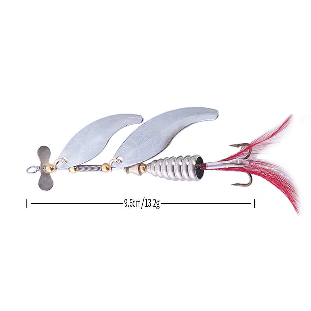 Hengjia 1pc Umpan Pancing Spinner Metal 9.3cm 13.1g Hias Sequin + Bulu Dengan Kail Treble