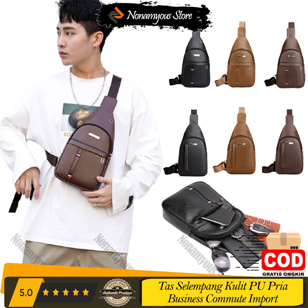 [ORIGINAL] JINGPIN Tas Selempang Kulit Dada/Bahu Pria Import Business Commute Chest Sling Shoulder Bag