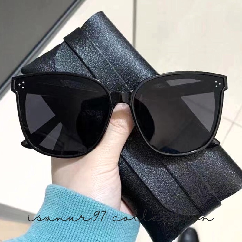 𝗜𝗦𝗔𝗡𝗨𝗥𝟵𝟳 Kacamata Kotak Korean Design Retro Mata Kucing Sunglasses Wanita Kacamata Hitam Tiga Titik