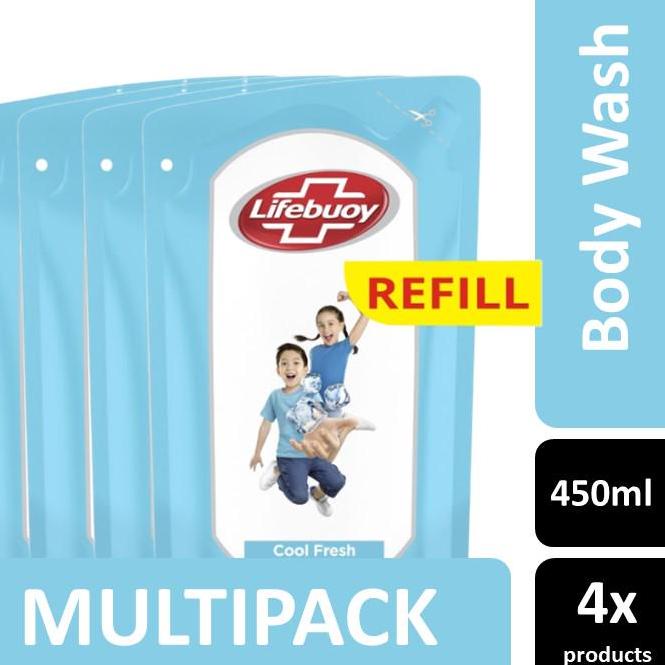 ➮ Lifebouy Sabun Cair Cool Fresh Refill 450 ml (Paket Isi 4) ♚