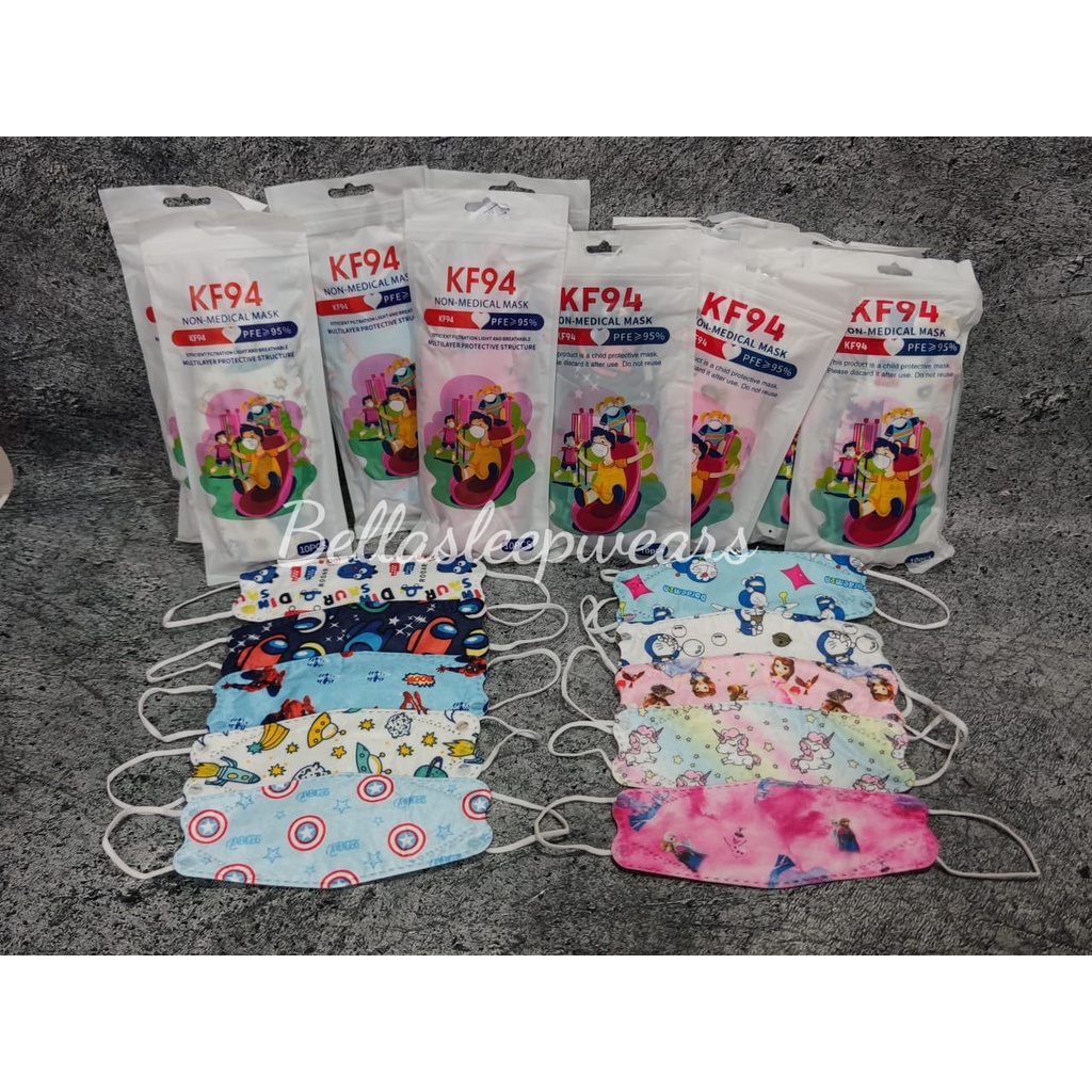 KF ANAK MOTIF  10 PC - MASKER KF94 ANAK MURAH MOTIF KIDS CHILD  BOY &amp; GIRL