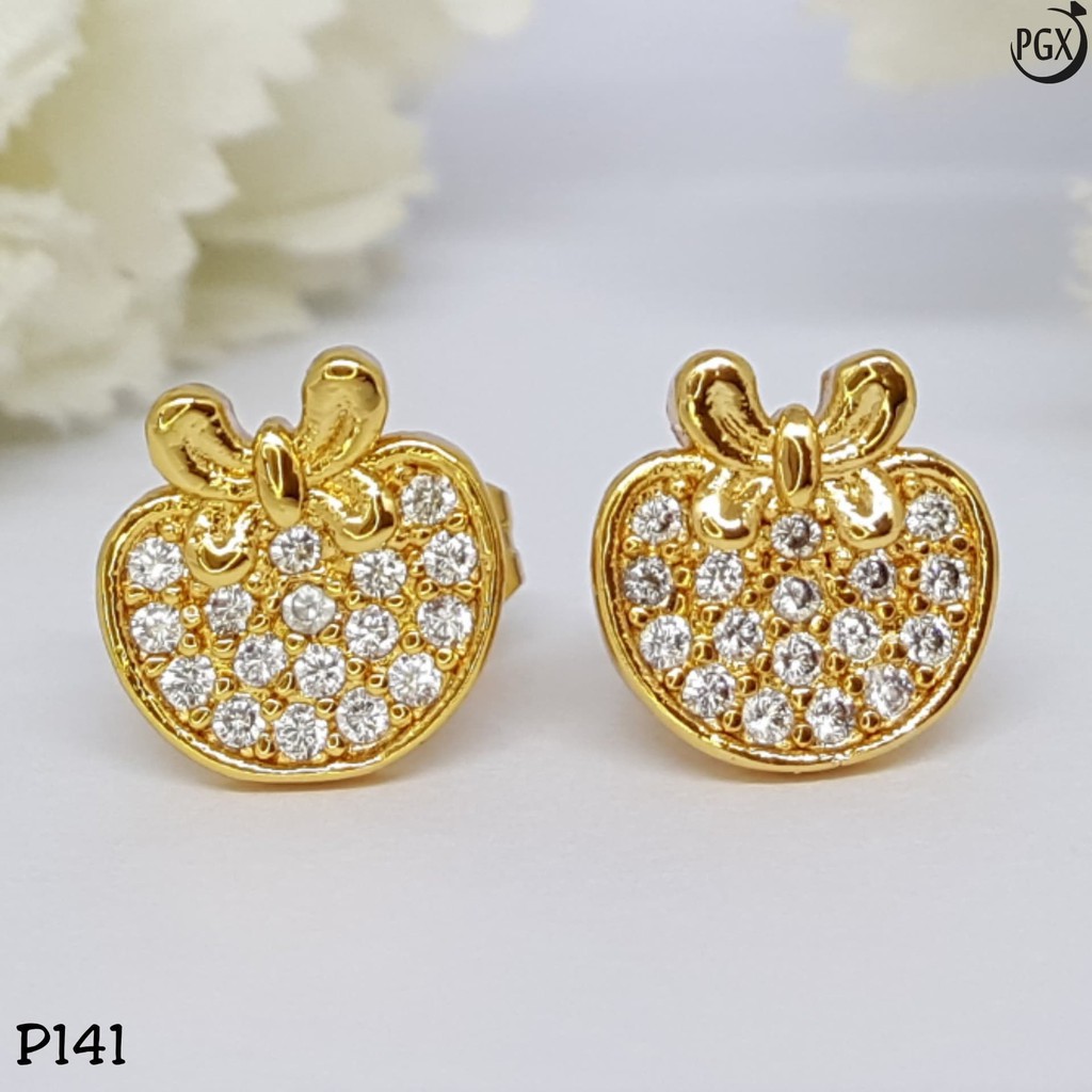 P141 Anting Giwang Berlian Silver Perhiasan Imitasi Xuping Lapis Emas