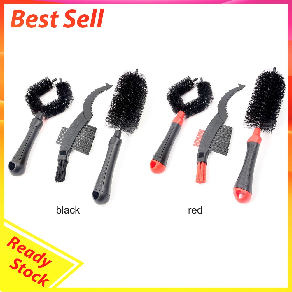 3pcs Bike Motorcycle Chain Cleaner Tire Wheel Brushes Cleaning Tool Sets