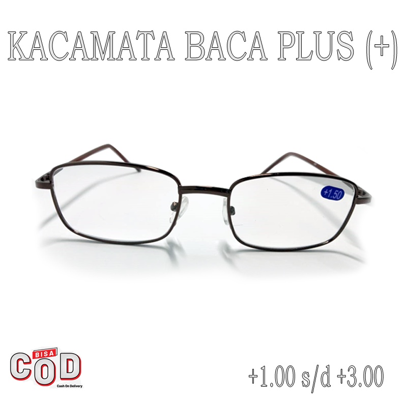 Terbaru Kacamata Plus (+) Kaca mata Komputer Hp Model Frame Besi Kacamata Baca Plus +1.00 s/d +3.00 Kaca mata Rabun Dekat Fashion Pria Wanita Unisex Reading Glasses