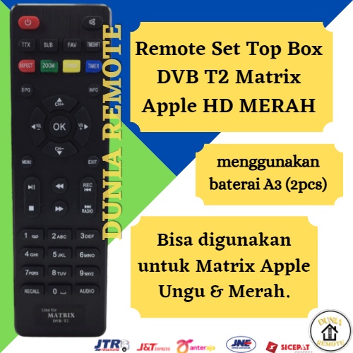 Remot / Remot Set Top Box DVB T2 Matrix Apple HD MERAH tanpa setting