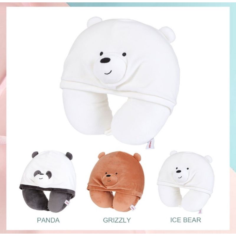Miniso Bantal Leher Dengan Hoodie Karakter We Bare Bears