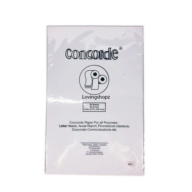 

Kertas Concorde 90 gram ukuran F4/ Folio