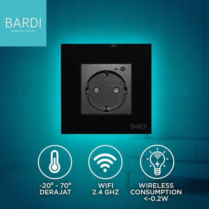 BARDI Smart Wall Socket Wifi EU Black For Alexa Google Home Automation HITAM