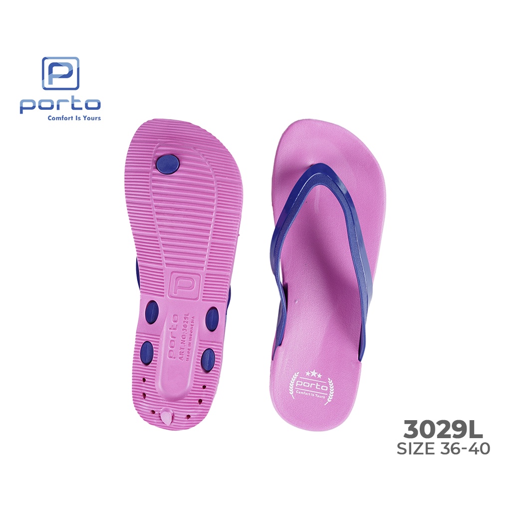 3029L - Porto Leveling Sandal Jepit Wanita Rumah Santai Harian Karet Nyaman Tidak Licin Original Porto