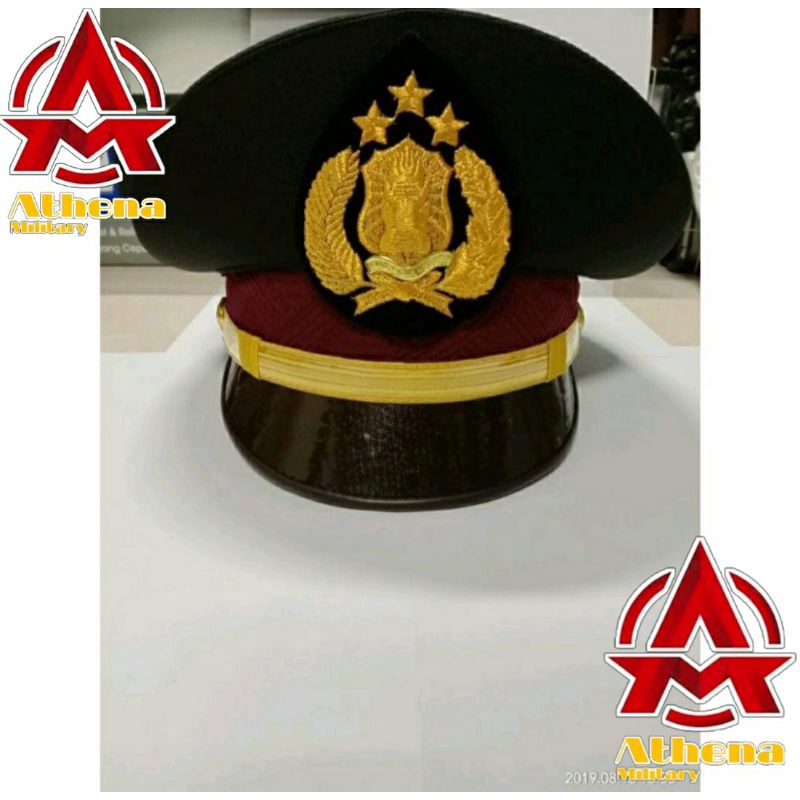 Pet PDH  Pama coklat |Topi Pet  Pama Polisi coklat|Pet Polisi pama PDH