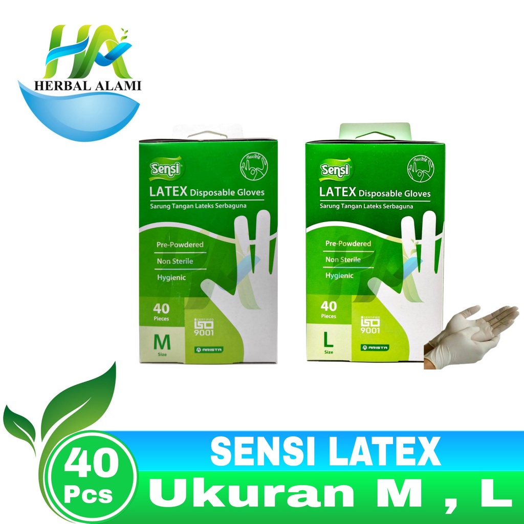 Sensi Latex Disposable Gloves Isi 40pcs - Sarung Tangan Multifungsi