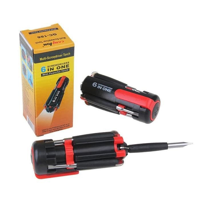 Bisa COD Obeng Set Mini Led 6 in 1 Screwdriver Multifungsi