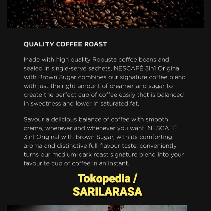 

r0eree Brown Sugar!! Nescafe Original 3In1 Brown Sugar, Healthier Choice Ds20X11