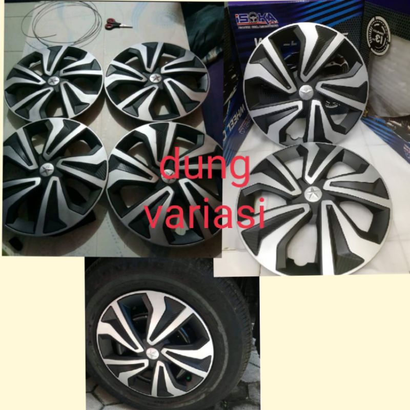 Dop velg cover tutup whelldop hitam list silver ring 13 & 14 mobil universal Agya Ayla Kijang Carry 