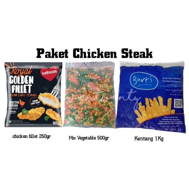 

Paket Chicken Steak Frozen (ayam fillet, vegetable, kentang)