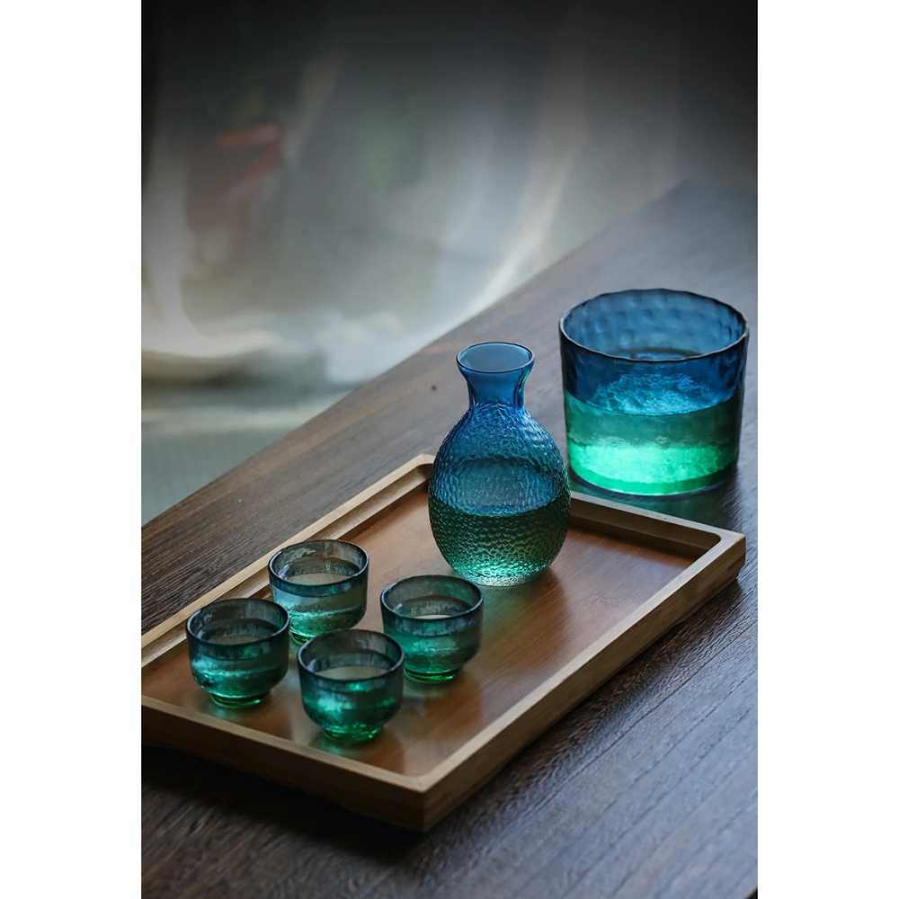 TD-DA SSGP Cangkir Teko Kaca Set Japanese Sake Pot with 4 Cups - FC0174