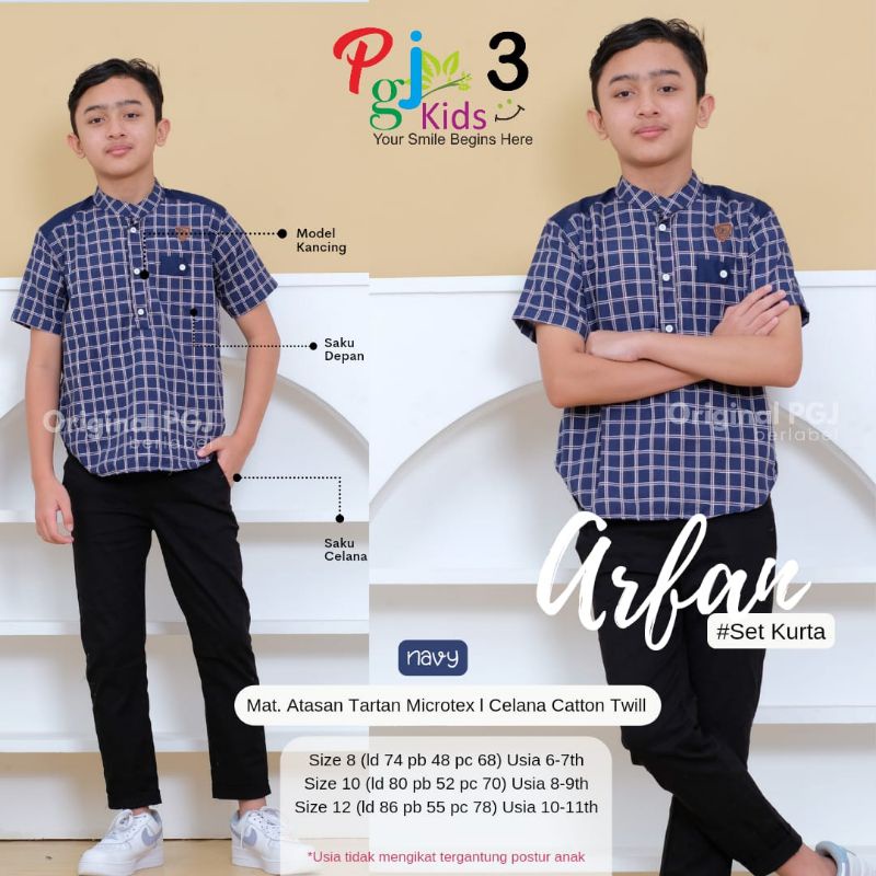 Baju setelan anak cowo ARFAN set kurta stelan anak cowok by PGJ kids